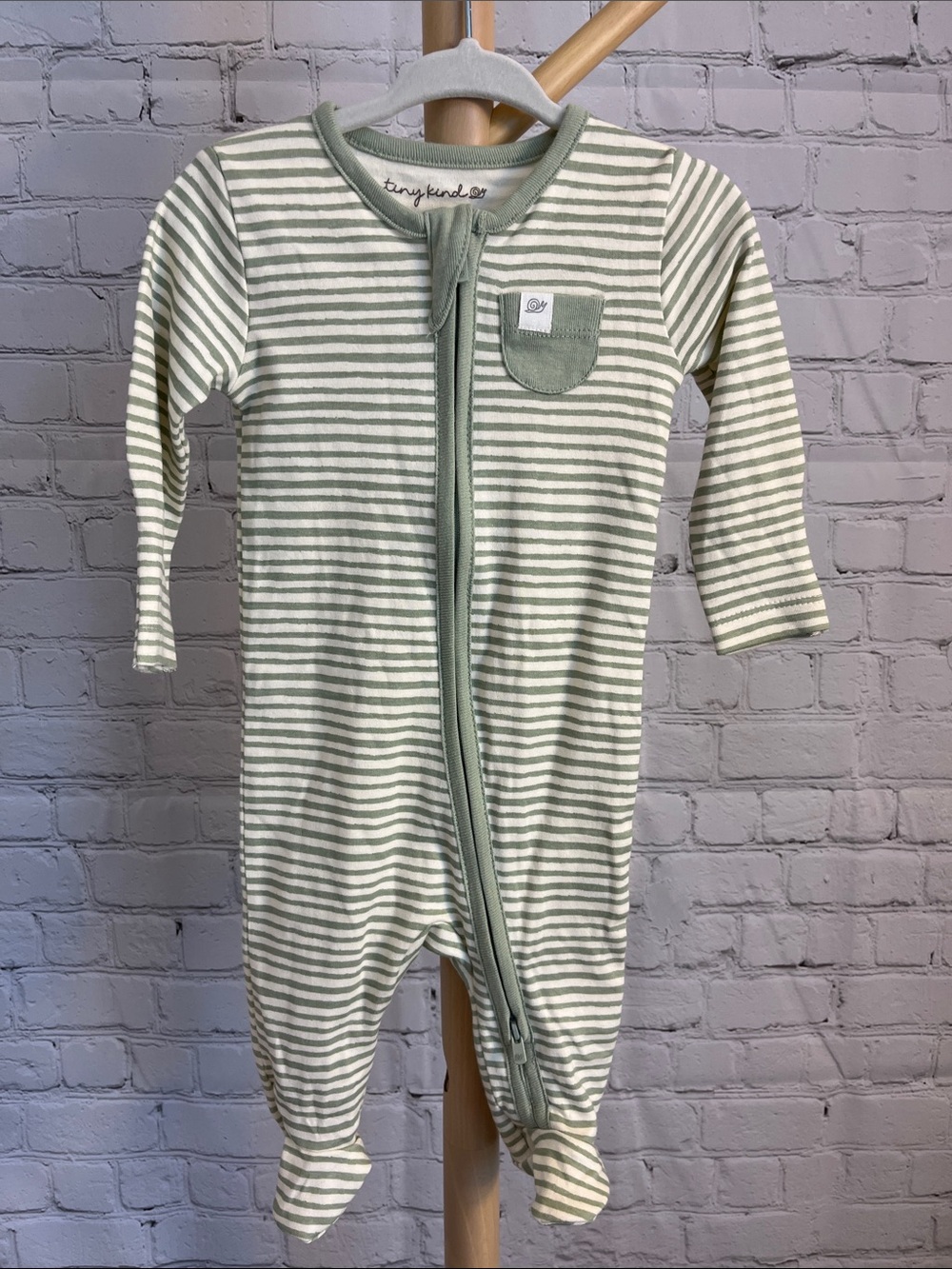 ⭐️⭐️ PICK 5 / $20 Tiny Kind Striped Green & White Footed One-Piece